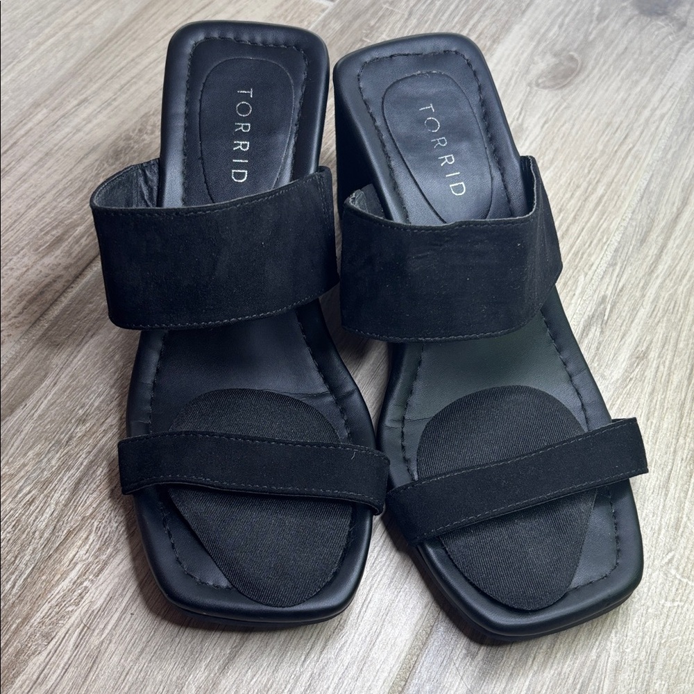 Torrid Black Double Strap Slide Sandals size 7WW